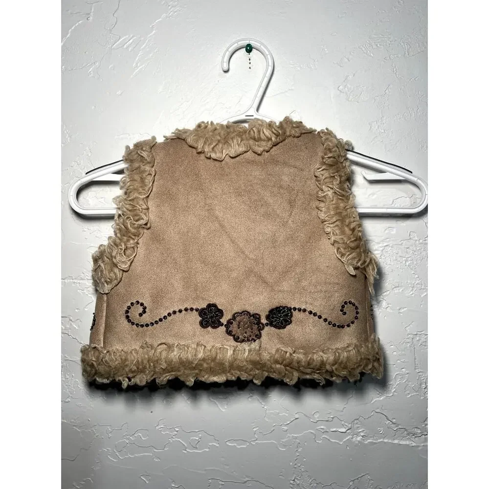 Baby girls‎ penny lane western boho chic sherpa lined embroidered vest XS 4